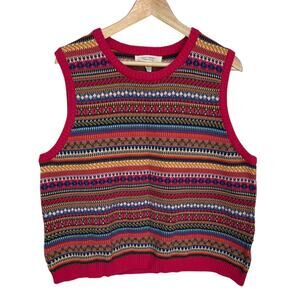 Seasalt Cornwall "Cove Cottage" Fair Isle Organic Cotton Sweater Vest size 16